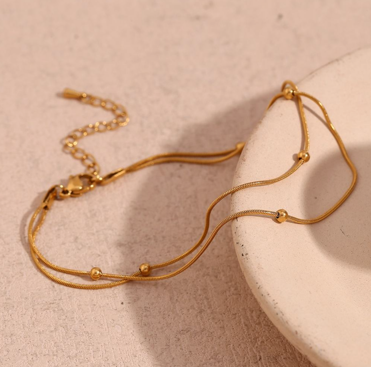18K Gold-Plated Double-Layer Snake Chain Bracelet