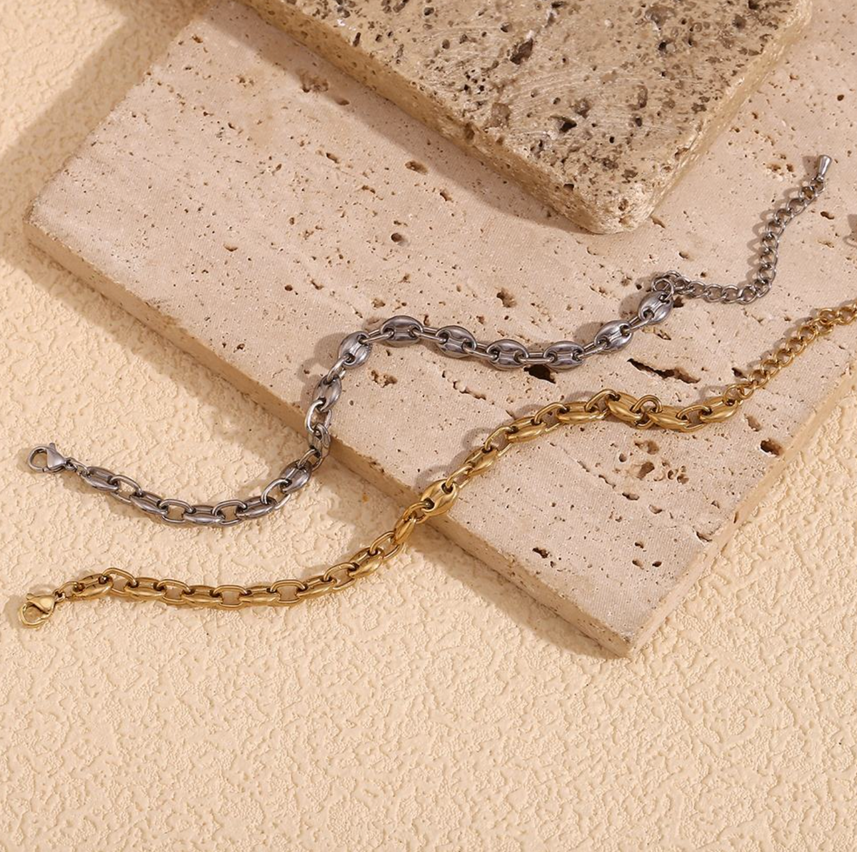 14K Gold-Plated Coffee Bean Chain Bracelet